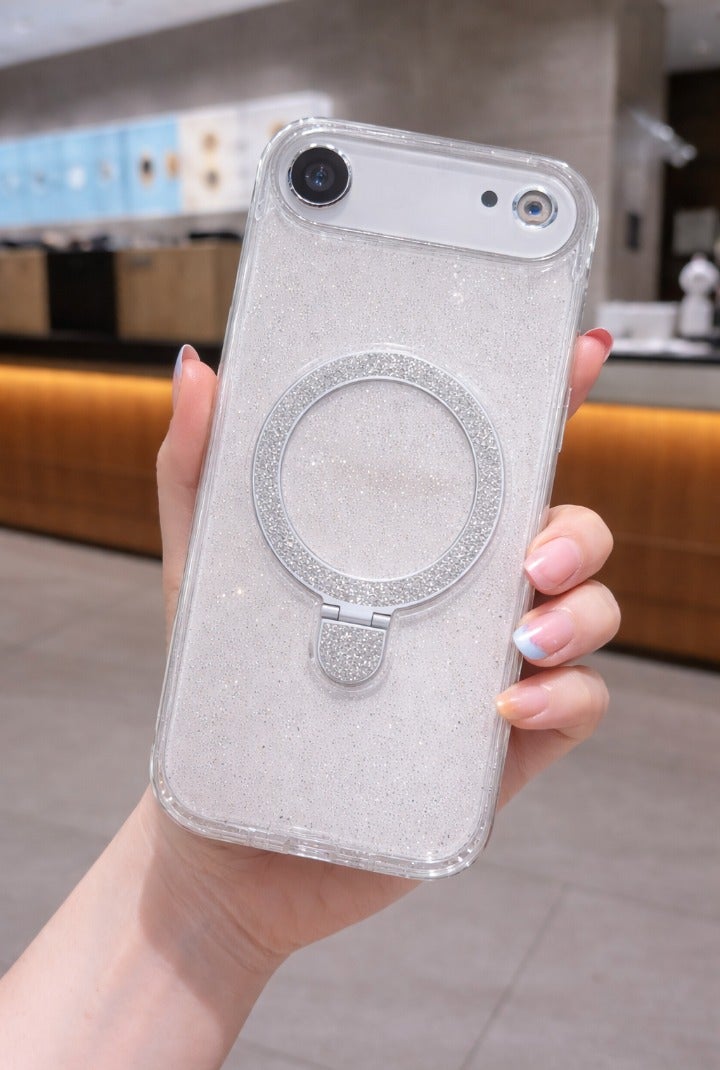 جراب شحن لاسلكي مغناطيسي شفاف لامع لهاتف iPhone 17 Air - غطاء كريستالي شفاف لامع، حماية رفيعة مقاومة للصدمات، آمن لإشارة 5G، حماية للكاميرا، ظهر مقاوم للخدش - Image 1